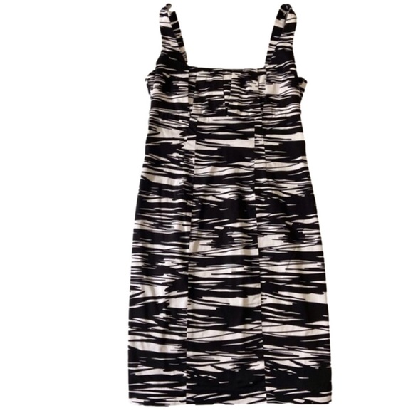 Calvin Klein black white dress bodycon sleeveless stretch flattering pencil 10 - Picture 1 of 15